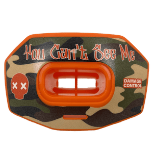 You Can't See Me Lip Guard Green Camo Orange Lip Guard-Damage Control Mouthguards