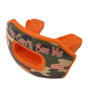 You Can't See Me Lip Guard Green Camo Orange Lip Guard-Damage Control Mouthguards