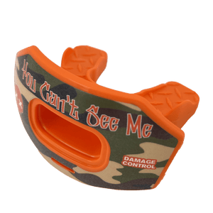 You Can't See Me Lip Guard Green Camo Orange Lip Guard-Damage Control Mouthguards
