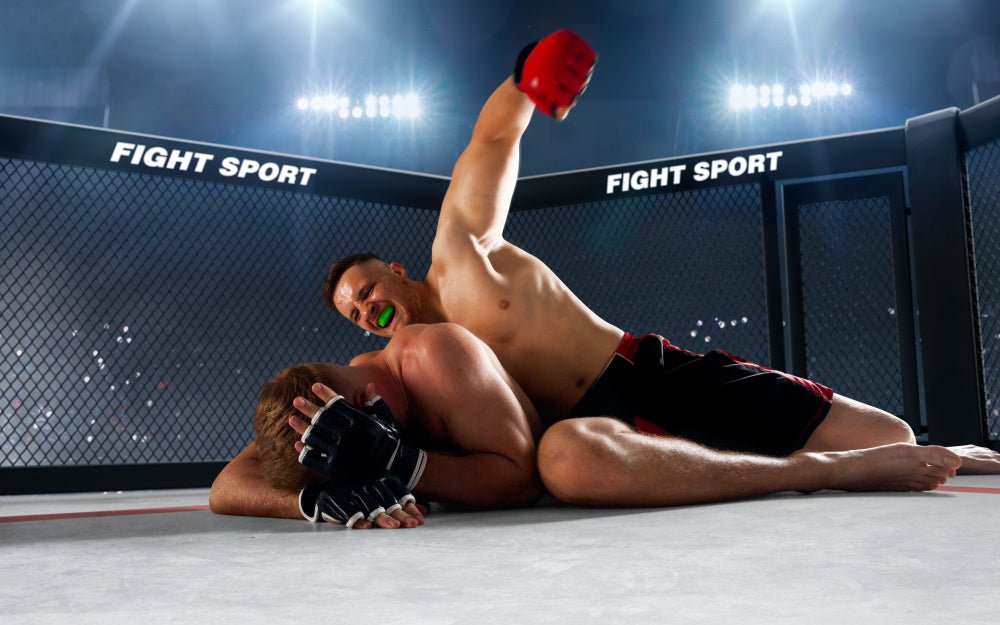 MMA fighter landing a punch in the ring
