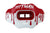 Red and white mouthguard with 'Hitman' text