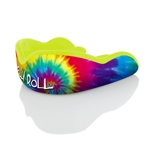 Colorful sports mouthguard with 'Jelly Roll' text