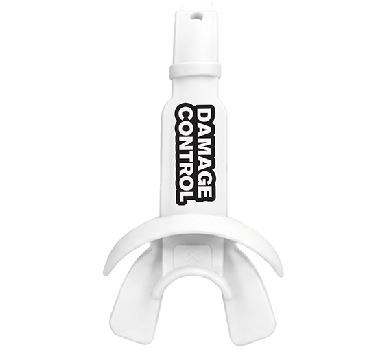 White Lip Guard with Permanent Strap