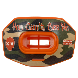 You Can't See Me Lip Guard Green Camo Orange Lip Guard-Damage Control Mouthguards
