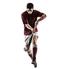 Hockey player wearing a mouthguard