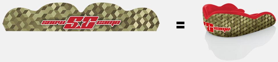 Custom-designed mouthguard featuring unique graphics and colours