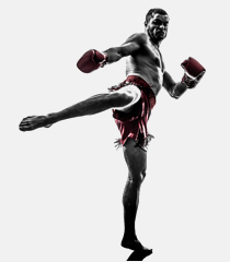 Kickboxer wearing a mouthguard